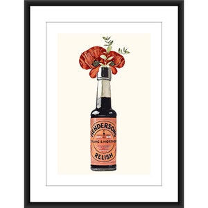 Küchenposter Vintage Boho Orange Hendersons Relish Jar Poppy Kitchen A4 Poster, Esszimmer, Speisekammer. Retro. Sheffield