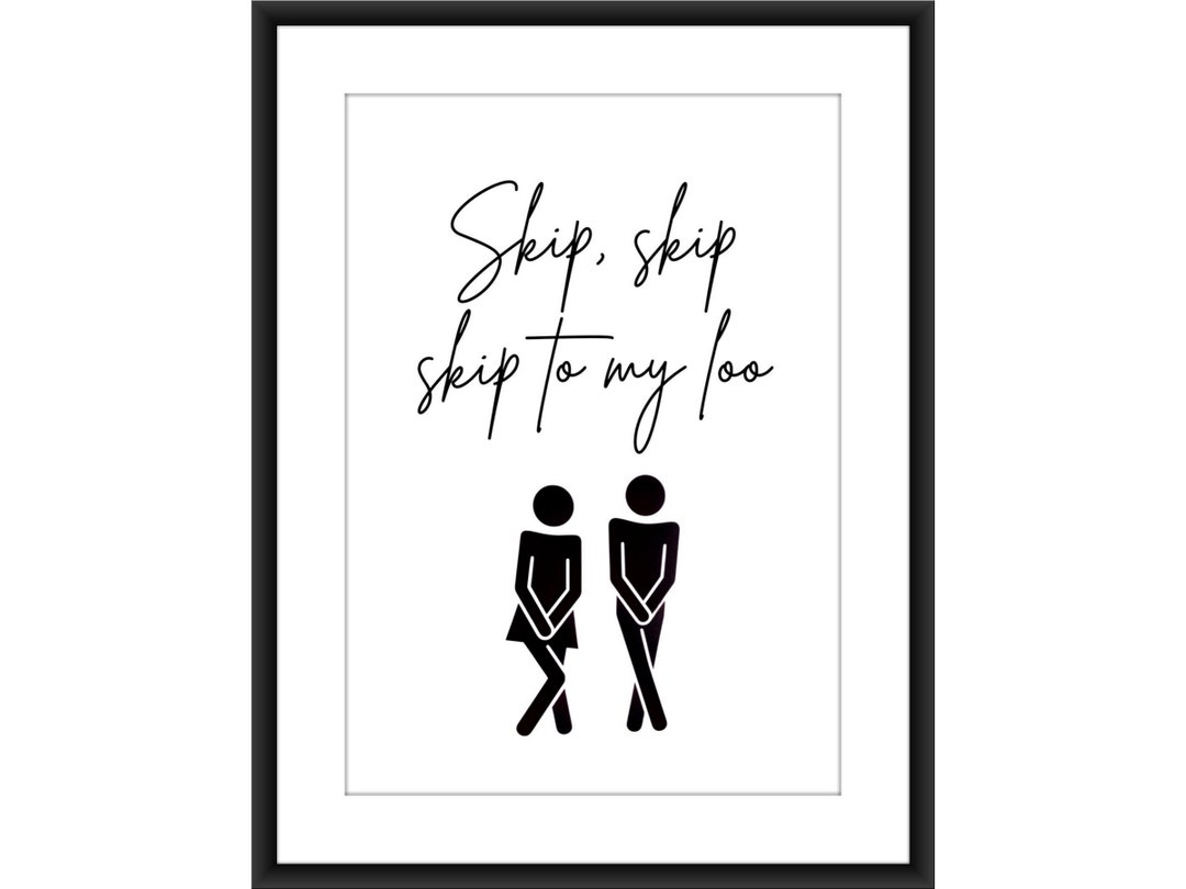 Funny Bathroom Art Black and White Minimal A4 Poster, Washroom, Toilet