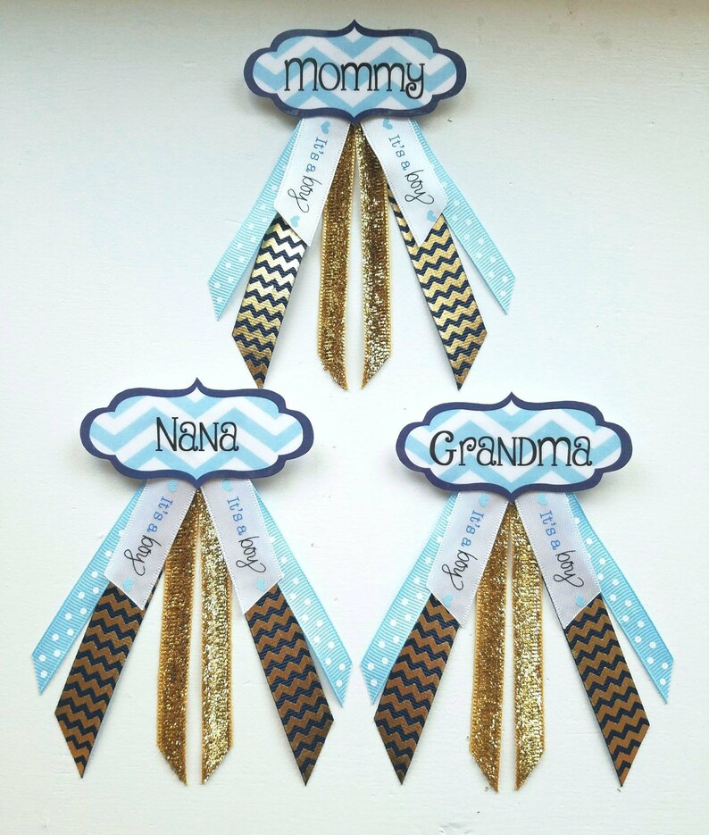 Baby Shower Corsage Pins - ANY NAME Set of 3 Custom Colors Personalized message seller with personalization and color choices