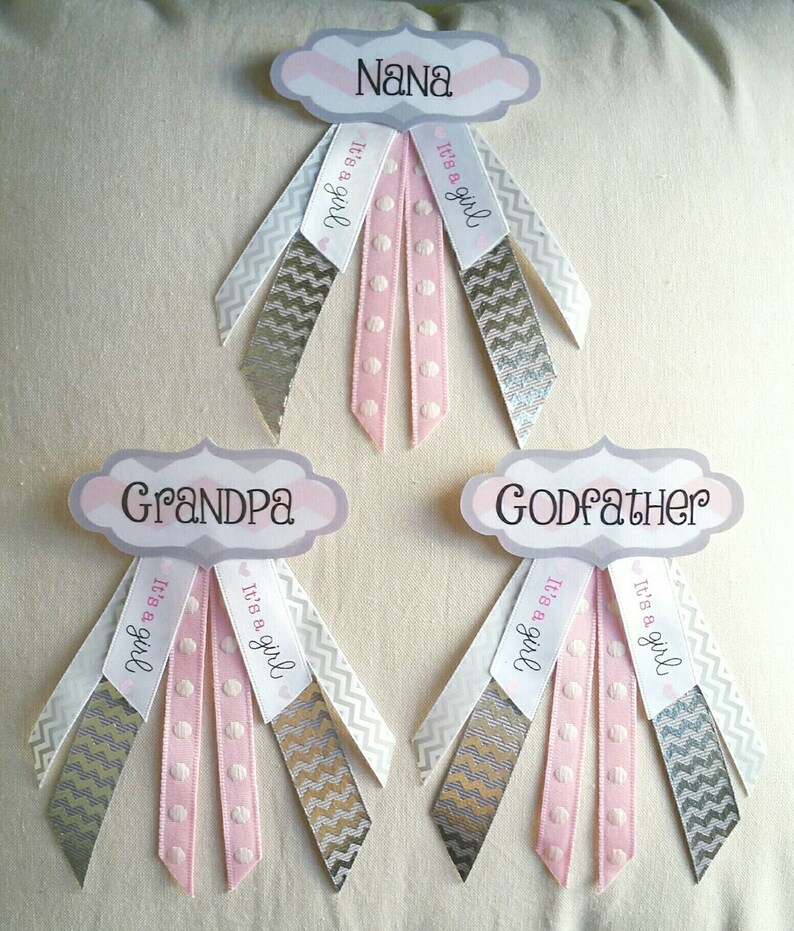 Baby Shower Corsage Pins - ANY NAME Set of 3 Custom Colors Personalized message seller with personalization and color choices