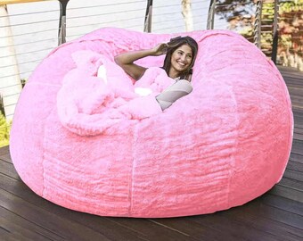 large pink bean bag