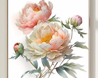 Pioenroos kunstprint: Blushroze bloemen wanddecoratie