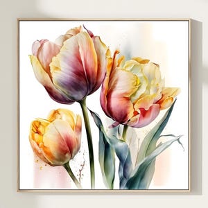 Tulip Wall Art - Tulip Watercolor Print - Spring Home Decor - Botanical Floral Wall Art - Colorful Flower Painting - Flower Garden. TL