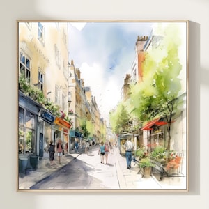 London abstract cityscape, London Street Art Print, Watercolor Painting