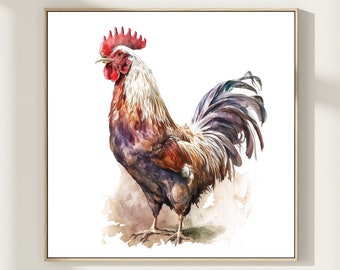 Rooster Watercolor Art Print: Farmhouse Style Wall Decor