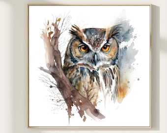 Eule Aquarell Malerei Kunstdruck, Wald Fine Art Print, Eule Aquarell Kunst, Eule Wand Kunst Druck, Vogel Malerei, Wohnkultur Geschenk. OP