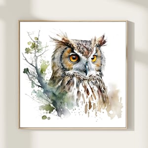 Owl Print, Owl Painting, Owl Watercolor Owl Wall Art, Bird Print, Bird Painting, Gift, Tawny Art, Wildlife. OP