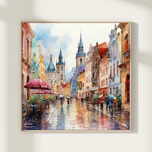Prague art Poster Czech art Print from watercolor painting