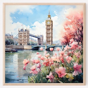 London Uk Art Print | London Tower Bridge Poster | London Wall Art | London Painting Print. LO