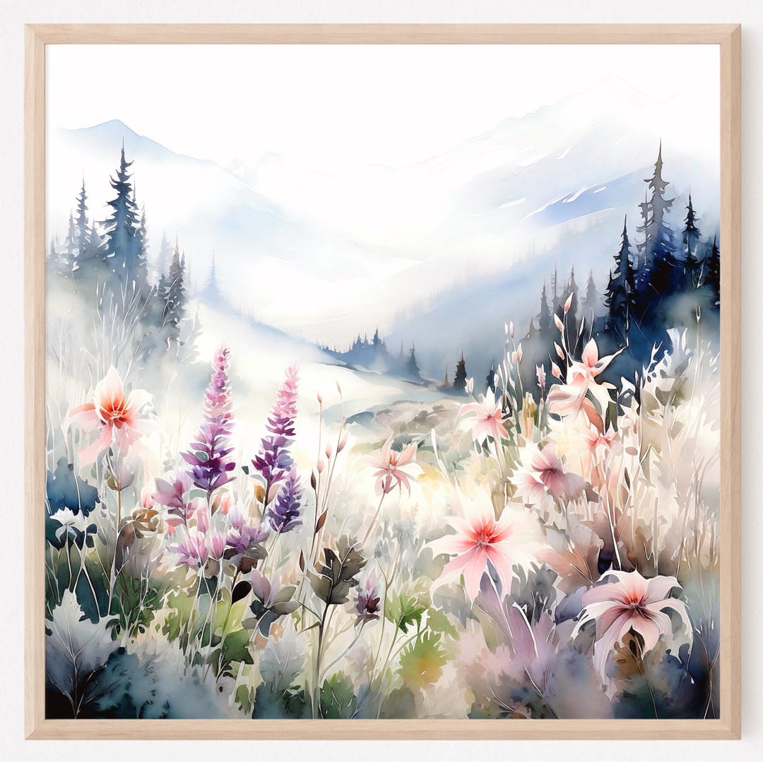 Wildflower Field Watercolor Art Print: Colorado Landscape - Etsy