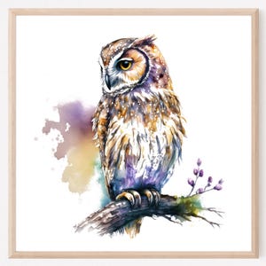 Owl Watercolor Painting, Art Print, Nursery Woodland Fine Art Print, Owl Watercolor Art, Owl Wall Art Print, Cute Bird, Nursery Decor. OP