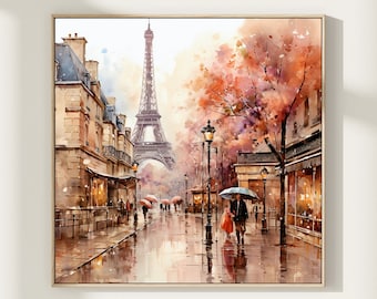 Lámina de acuarela de la Torre Eiffel de París: Arte mural de estilo bohemio para viajeros.