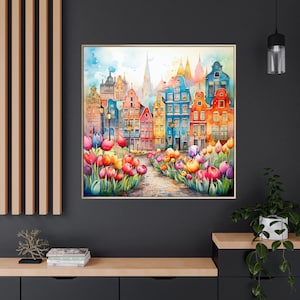 Amsterdam Art Print, Netherlands Print, Amsterdam Painting, Amsterdam Wall Art, Amsterdam City Print, Europe Print, Travel Gift. AMSTERDAM