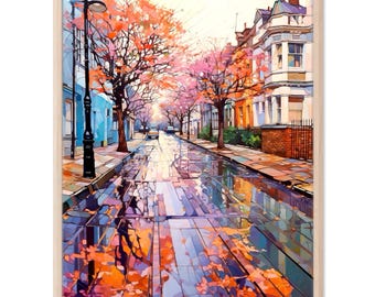 London Cityscape Watercolor Painting Art Print England Travel Wall Art Home Decor Gift