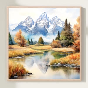 Grand Teton National Park Reisedruck, Grand Teton National Park Wandkunst, Grand Teton National Poster Druck, Malerei, Dekor Geschenk, USA