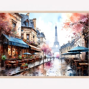 Eiffel Tower Watercolor Print: Bohemian Paris Cityscape Art