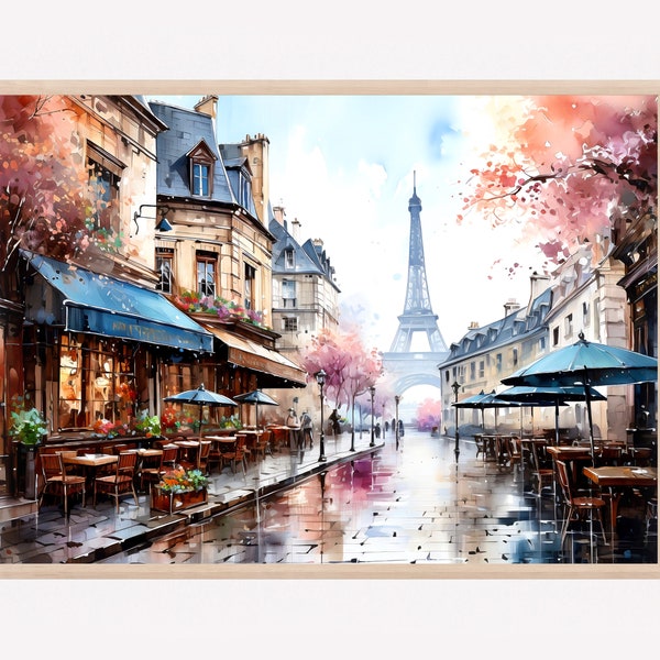Impression de Paris, art mural France, impression de la tour Eiffel, paysage urbain de Paris, art de Paris, impression aquarelle, impression de l'Europe, cadeau de voyage, cadeau de décoration d'intérieur
