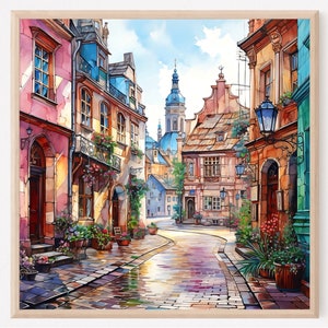 Impresión artística de Varsovia, arte mural de Varsovia, póster del casco antiguo de Varsovia, pintura de Varsovia, arte de Polonia, póster de viaje de Varsovia, póster de Polonia, decoración del hogar