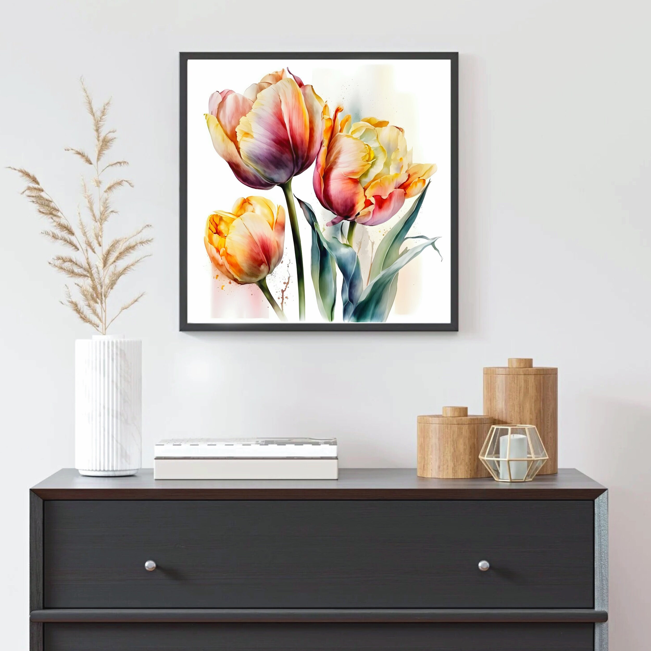 Tulip Wall Art Tulip Watercolor Print Spring Home Decor - Etsy