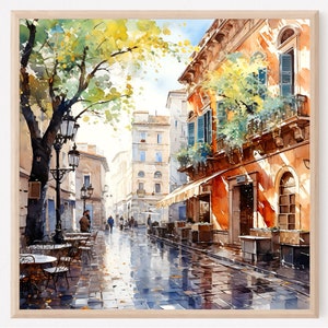Roma Italia Europa viaje impresión de bellas artes de una pintura de acuarela original, cartel de la calle de la ciudad, regalo de viaje