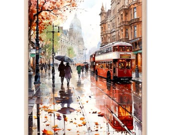 Impression d'art mural Londres, aquarelle bohème, cadeau d'art déco maison
