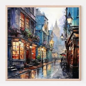Affiche de voyage à Londres, art mural rétro, affiche de voyage en Angleterre, aquarelle, décoration murale vintage, impression de villes européennes du milieu du siècle. LO
