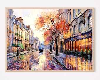 London Cityscape Watercolor Painting Art Print England Travel Wall Art Home Decor Gift