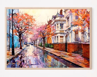 London Cityscape Watercolor Painting Art Print England Travel Wall Art Home Decor Gift
