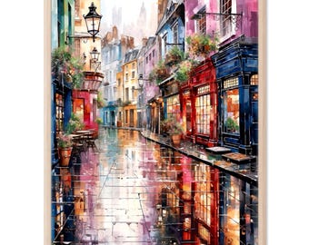 London Wall Art Print, Bohemian Watercolor Painting, Home Decor Gift Art