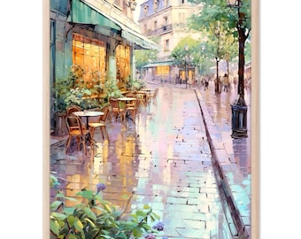 BOULEVARD CAFÉ PARIS フランス都市プリント 11x14、フランスのカフェ