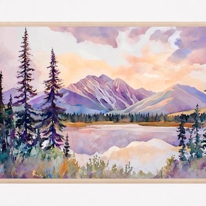 Yukon Canada Watercolor Painting Art Print Travel Poster Mountain Wall Art Soft Tone Nature Wall Decor
