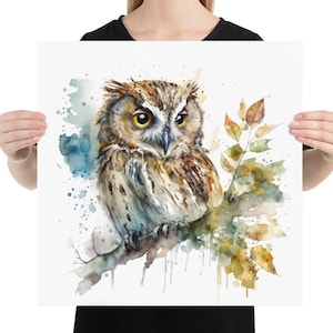 Tawny Owl Print, Owl Painting, Owl Watercolor Owl Wall Art, Bird Print, Bird Painting, Gift, Tawny Art, Wildlife. OP