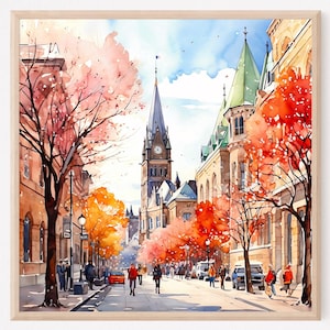 Ottawa Watercolor Painting Art Print, Ottawa Poster, Ottawa Travel, Ottawa Wall Art, Ottawa Decor, Ontario, Canada, Home Decor Gift. OC