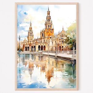 Séville Plaza de Espana, art mural Espagne, impression d'art Séville, cadeau de voyage, impression d'art Espagne, impression Europe, impression d'art Séville, art mural Séville