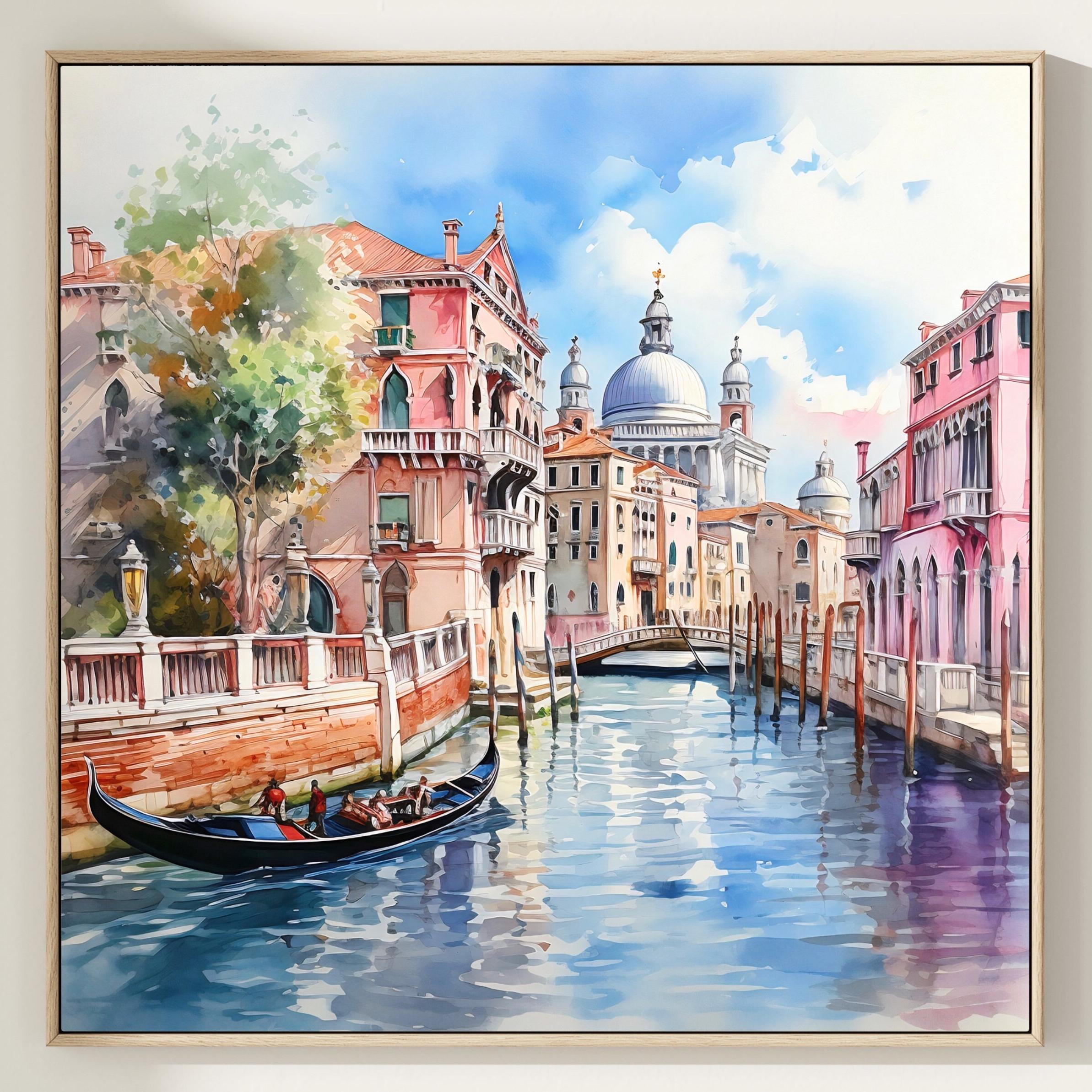 ヴェネツィア（イタリア）の水彩画：ボヘミアン風旅行ポスター - Etsy 日本