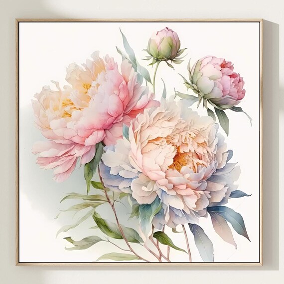 Vintage Peony Print: Blush Pink Floral Wall Art