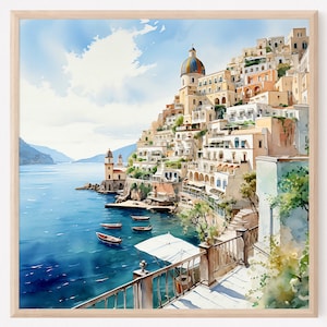 Positano, Amalfi Coast Art, Italy Art Print, Travel Gift, Travel Poster, Europe Print, Italian Coast, Italian Riviera, Housewarming Gift
