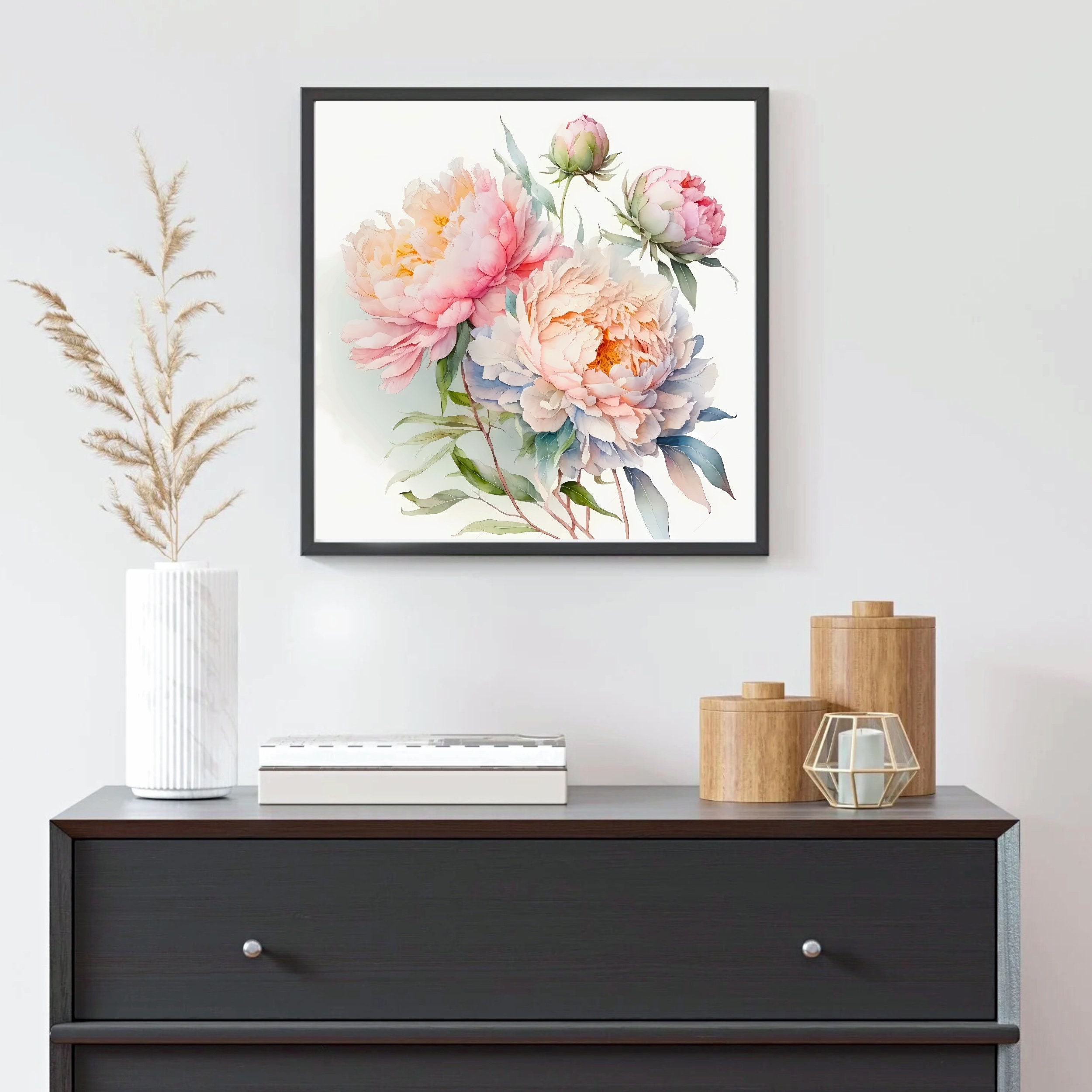 Vintage Peony Print: Blush Pink Floral Wall Art - Etsy