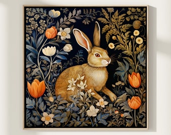 Kaninchen Kunstdruck, Tierdruck, Häschen-Dekor, Kaninchen-Liebhaber-Geschenk, Wohnzimmer-Kunst, Küchenkunst, quadratische Wandkunst. KANINCHEN