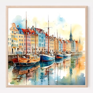 Copenhagen Art Print, Denmark Print, Scandinavian Wall Art, Travel Print, Travel Poster, Travel Gift, Housewarming Gift