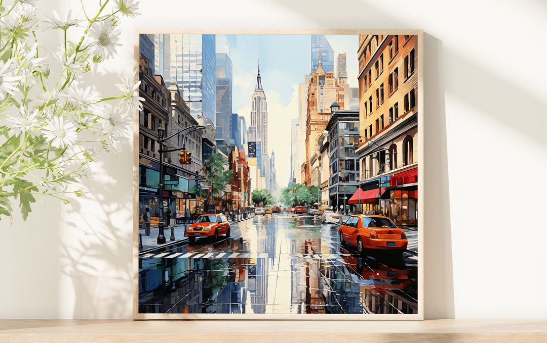 New York City Print, NYC Wall Art, Watercolor Art, Travel Street ...