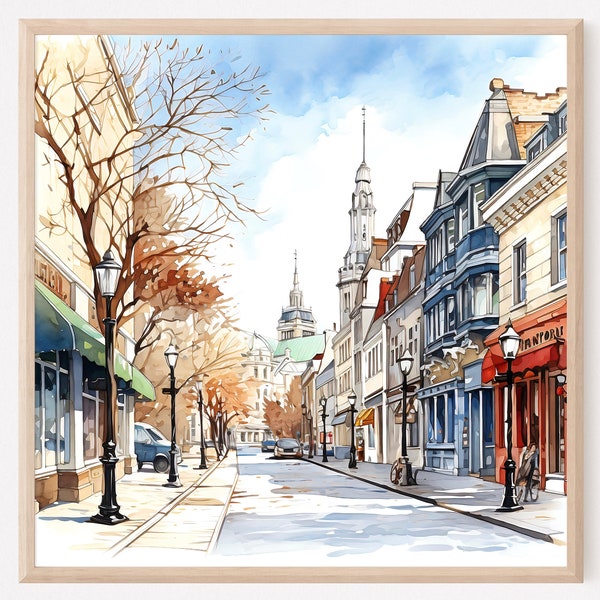 Impression d'art peinture aquarelle d'Ottawa, affiche d'Ottawa, voyage à Ottawa, art mural Ottawa, décoration d'Ottawa, Ontario, Canada, cadeau de décoration d'intérieur. CO