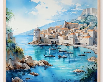 Dubrovnik Croatia Art Print: Coastal Landscape Travel Poster