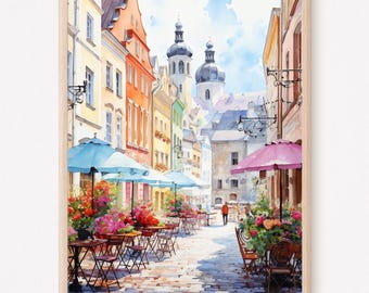 Wien Aquarell Print: Vintage Reiseplakat aus Österreich