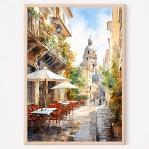 マドリード アート プリント、スペイン ウォール アート、マドリードの街並み、水彩画プリント、スペインの絵画、マドリード アート プリント、スペイン アート、ヨーロッパ プリント、旅行ギフト