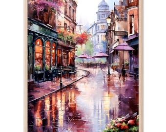 London Wall Art Print, Bohemian Watercolor Painting, Home Decor Gift Art