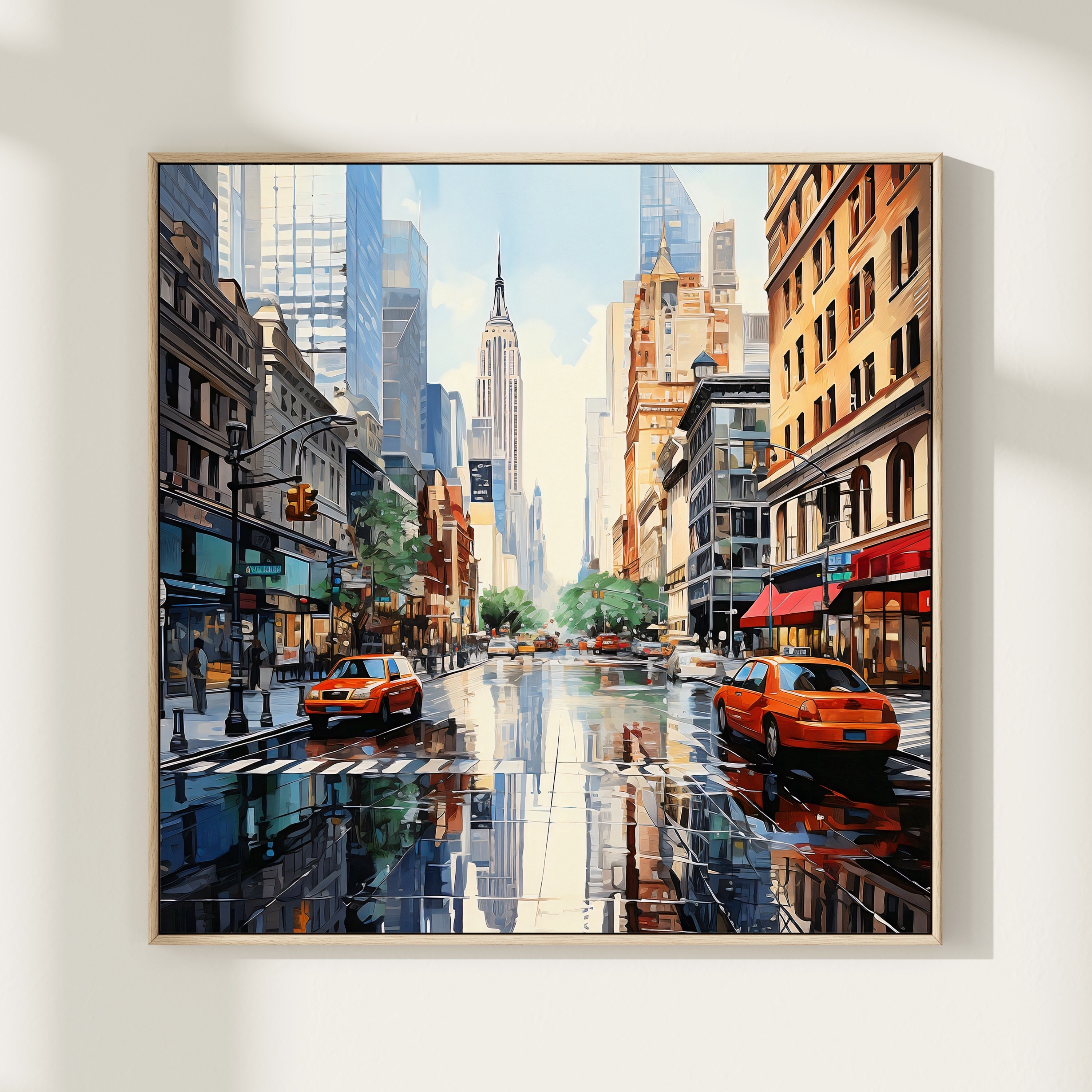 NYC Watercolor Art Print New York City Street Scene Urban Wall Decor ...