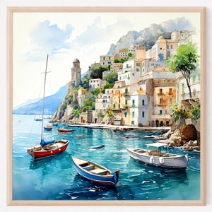 Positano, Amalfi Coast Art, Italy Art Print, Travel Gift, Travel Poster, Europe Print, Italian Coast, Italian Riviera, Housewarming Gift