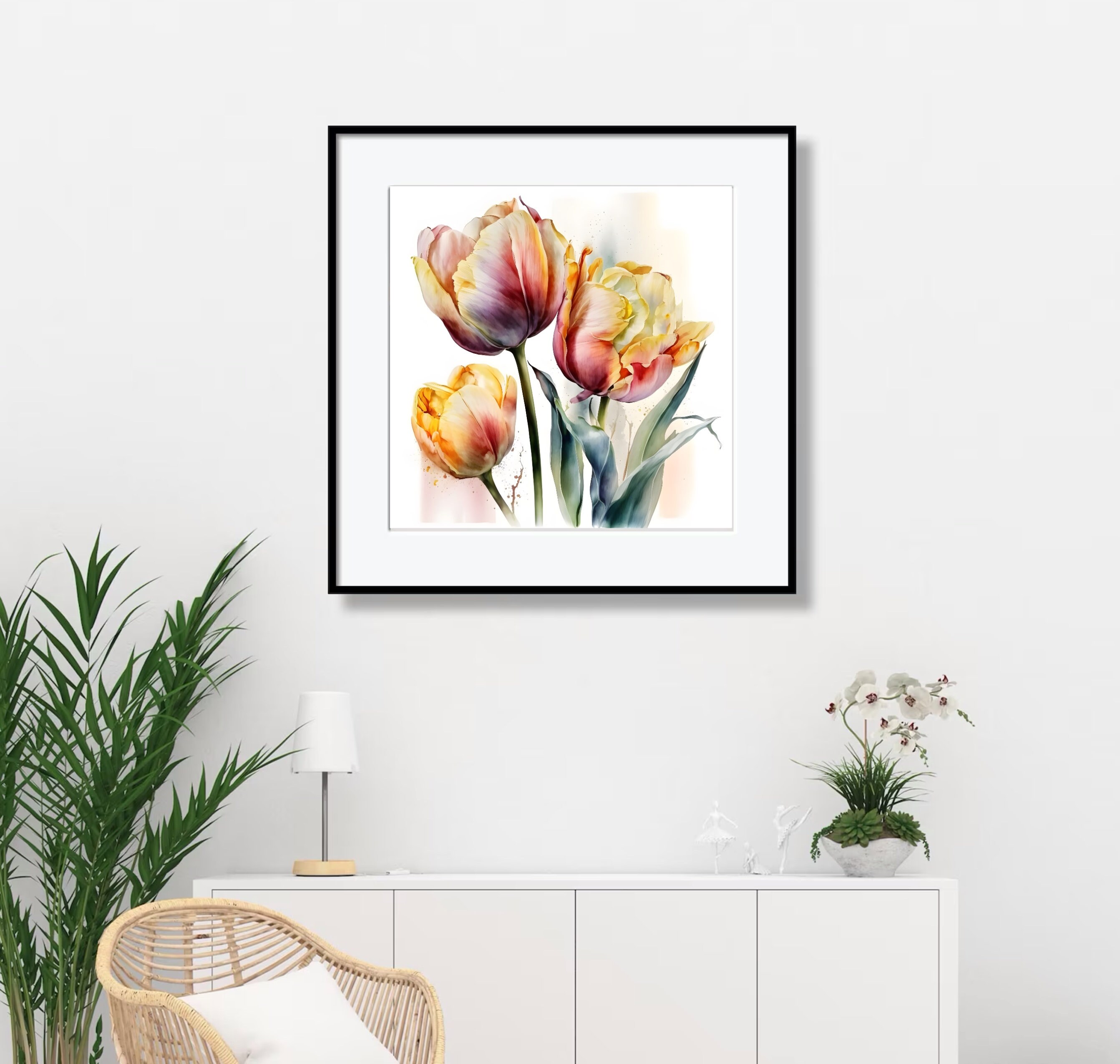 Tulip Wall Art Tulip Watercolor Print Spring Home Decor - Etsy