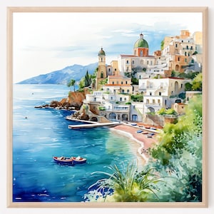 Positano, Amalfi Coast Art, Italy Art Print, Travel Gift, Travel Poster, Europe Print, Italian Coast, Italian Riviera, Housewarming Gift